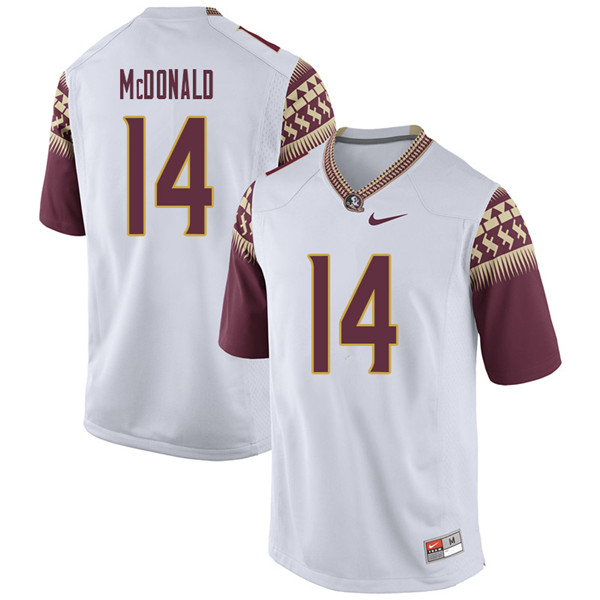 Men #14 Nolan Mcdonald Florida State Seminoles College Football Jerseys Sale-White - Click Image to Close